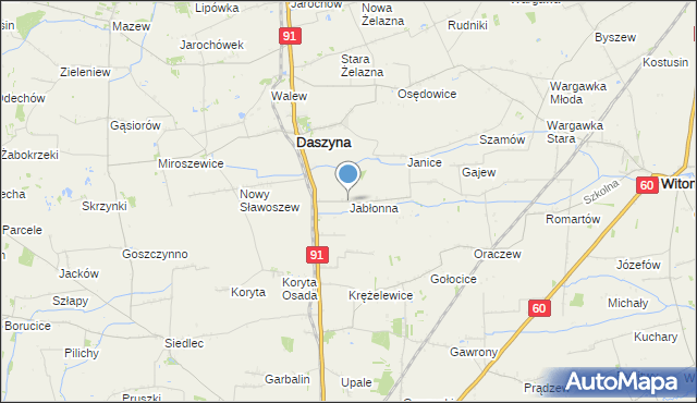 mapa Jabłonna, Jabłonna gmina Daszyna na mapie Targeo