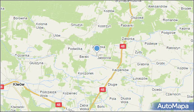 mapa Jabłonna, Jabłonna gmina Wyśmierzyce na mapie Targeo