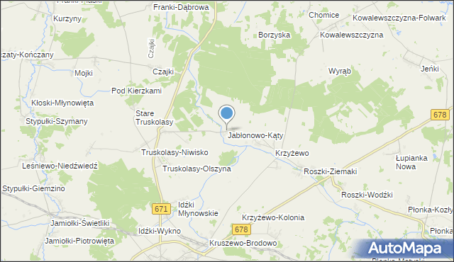 mapa Jabłonowo-Kąty, Jabłonowo-Kąty na mapie Targeo