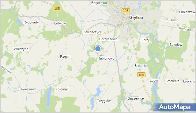 mapa Jabłonowo, Jabłonowo gmina Gryfice na mapie Targeo