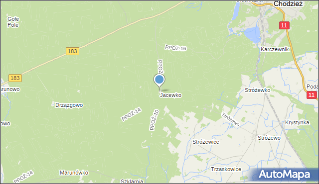 mapa Jacewko, Jacewko na mapie Targeo