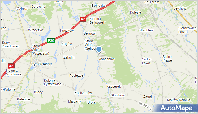 mapa Jacochów, Jacochów na mapie Targeo