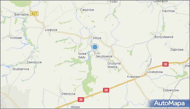 mapa Jakubowice, Jakubowice gmina Pawłowiczki na mapie Targeo