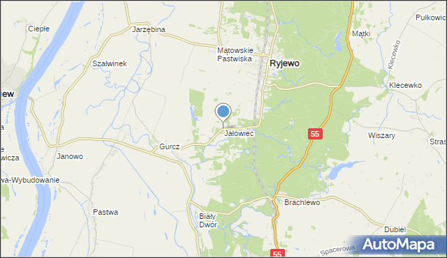 mapa Jałowiec, Jałowiec gmina Ryjewo na mapie Targeo