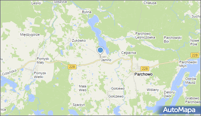 mapa Jamno, Jamno gmina Parchowo na mapie Targeo