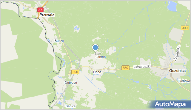 mapa Jamno, Jamno gmina Przewóz na mapie Targeo