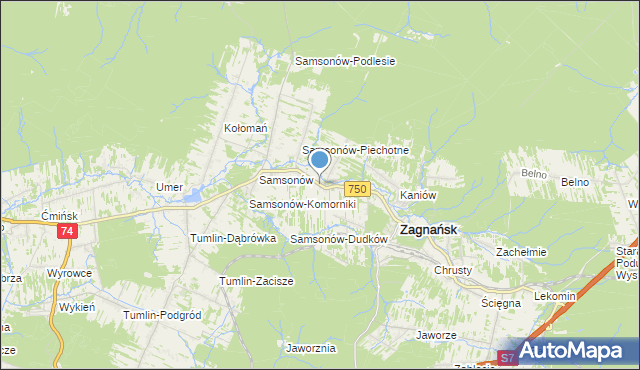 mapa Janaszów, Janaszów gmina Zagnańsk na mapie Targeo