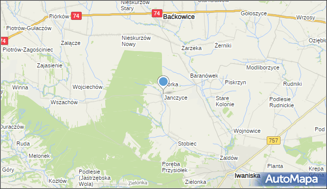 mapa Janczyce, Janczyce na mapie Targeo