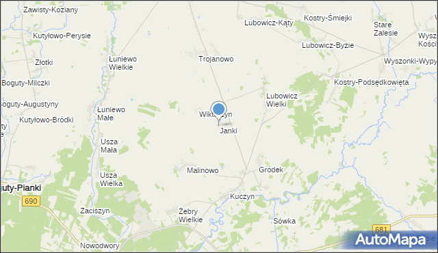 mapa Janki, Janki gmina Klukowo na mapie Targeo