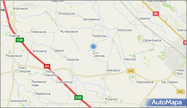 mapa Janków, Janków gmina Domaniów na mapie Targeo