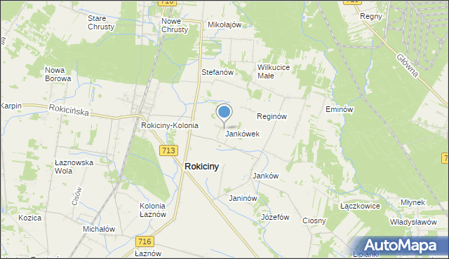 mapa Jankówek, Jankówek gmina Rokiciny na mapie Targeo