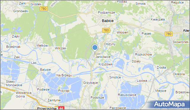 mapa Jankowice, Jankowice gmina Babice na mapie Targeo