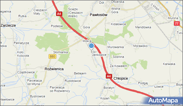 mapa Jankowice, Jankowice gmina Chłopice na mapie Targeo