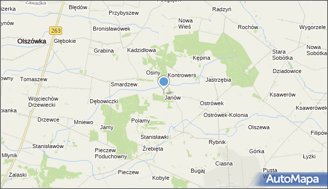 mapa Janów, Janów gmina Grabów na mapie Targeo