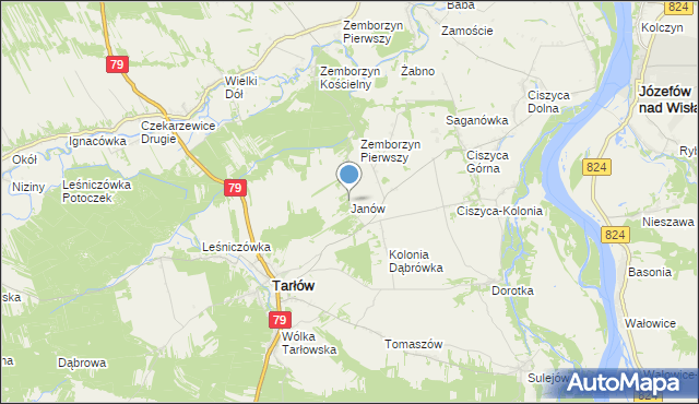 mapa Janów, Janów gmina Tarłów na mapie Targeo