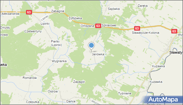 mapa Janówka, Janówka gmina Hanna na mapie Targeo