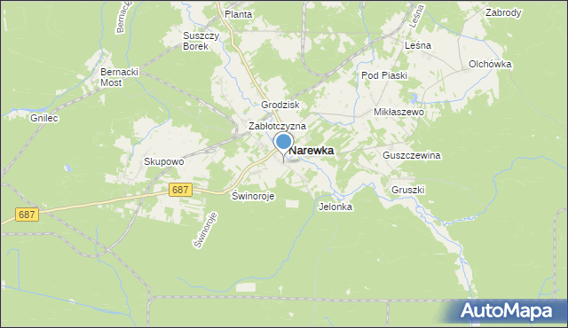 mapa Janowo, Janowo gmina Narewka na mapie Targeo