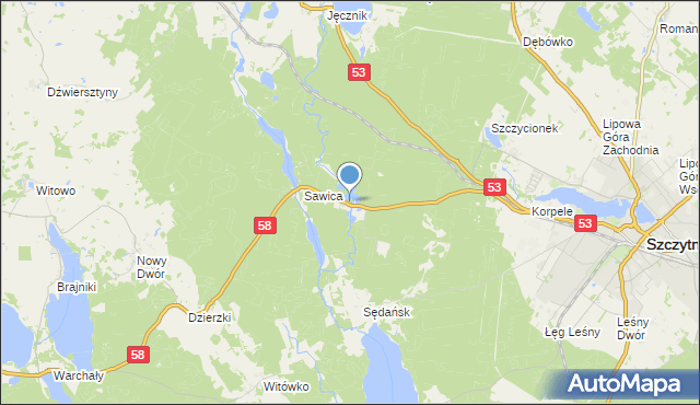 mapa Janowo, Janowo gmina Szczytno na mapie Targeo