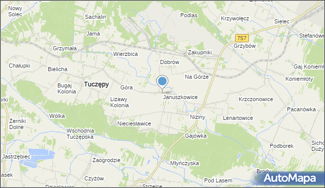 mapa Januszkowice, Januszkowice gmina Tuczępy na mapie Targeo