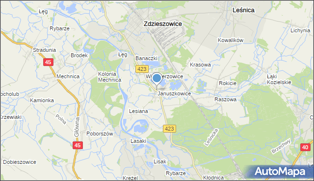 mapa Januszkowice, Januszkowice gmina Zdzieszowice na mapie Targeo