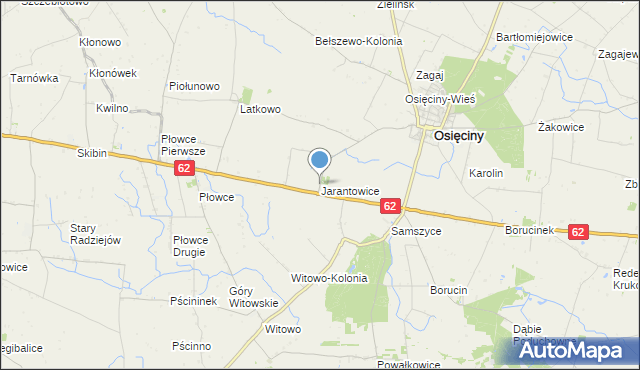 mapa Jarantowice, Jarantowice gmina Osięciny na mapie Targeo