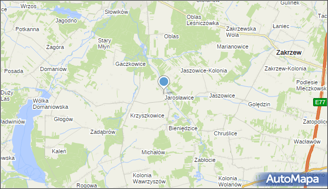 mapa Jarosławice, Jarosławice gmina Wolanów na mapie Targeo