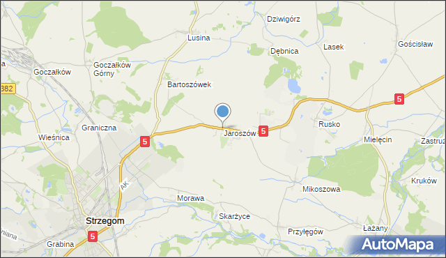 mapa Jaroszów, Jaroszów gmina Strzegom na mapie Targeo