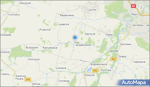 mapa Jarząbkowice, Jarząbkowice gmina Kostomłoty na mapie Targeo