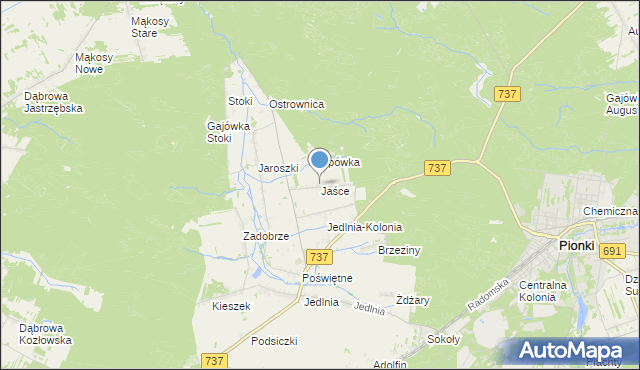 mapa Jaśce, Jaśce na mapie Targeo