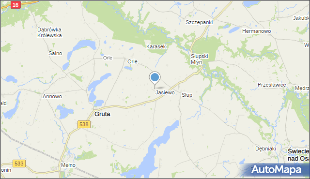 mapa Jasiewo, Jasiewo na mapie Targeo
