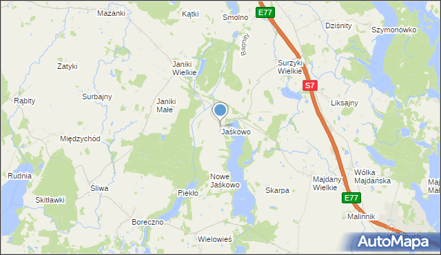 mapa Jaśkowo, Jaśkowo gmina Zalewo na mapie Targeo