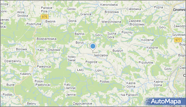 mapa Jastrzębia, Jastrzębia gmina Ciężkowice na mapie Targeo