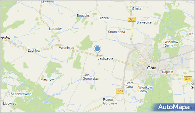 mapa Jastrzębia, Jastrzębia gmina Góra na mapie Targeo