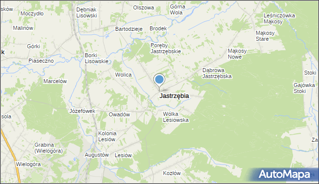 mapa Jastrzębia, Jastrzębia powiat radomski na mapie Targeo