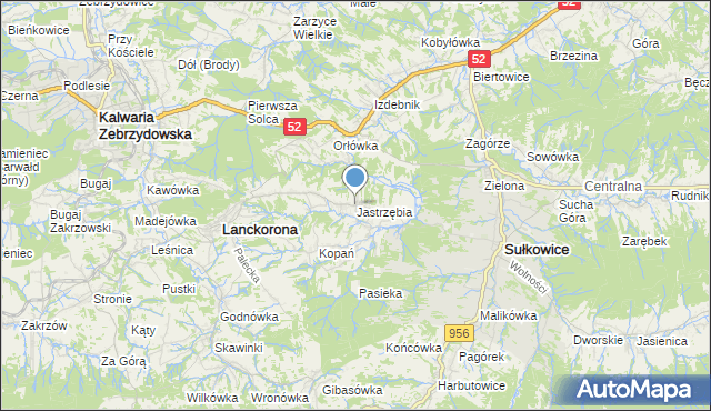 mapa Jastrzębia, Jastrzębia gmina Lanckorona na mapie Targeo