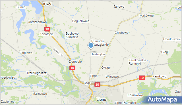 mapa Jastrzębie, Jastrzębie gmina Lipno na mapie Targeo