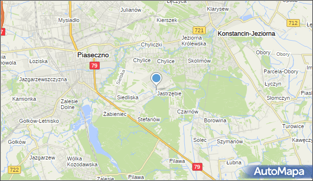mapa Jastrzębie, Jastrzębie gmina Piaseczno na mapie Targeo