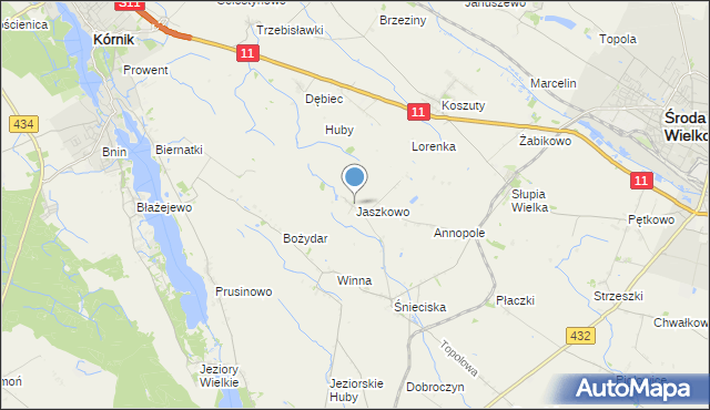 mapa Jaszkowo, Jaszkowo gmina Zaniemyśl na mapie Targeo