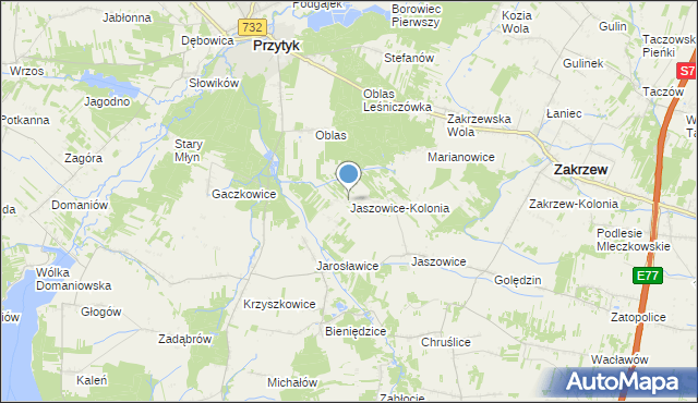 mapa Jaszowice-Kolonia, Jaszowice-Kolonia na mapie Targeo