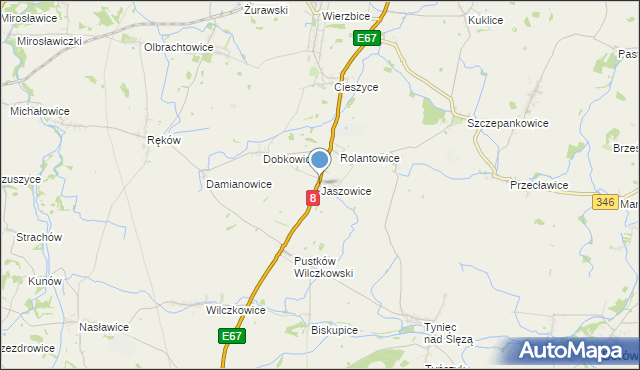 mapa Jaszowice, Jaszowice gmina Kobierzyce na mapie Targeo