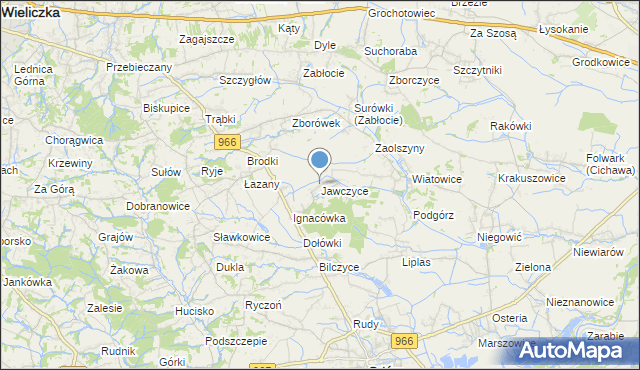 mapa Jawczyce, Jawczyce gmina Biskupice na mapie Targeo