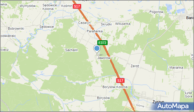 mapa Jaworów, Jaworów gmina Żyrzyn na mapie Targeo