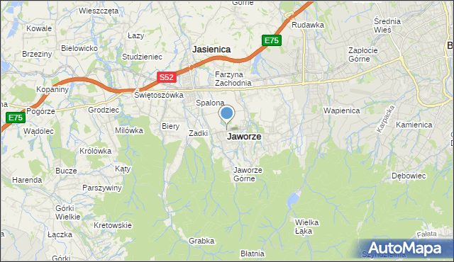 mapa Jaworze, Jaworze powiat bielski na mapie Targeo