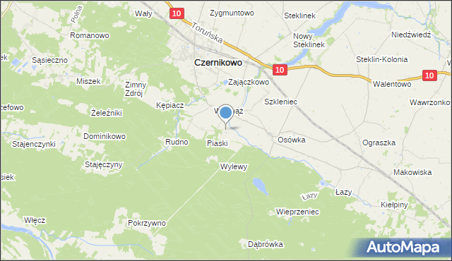 mapa Jaźwiny, Jaźwiny gmina Czernikowo na mapie Targeo