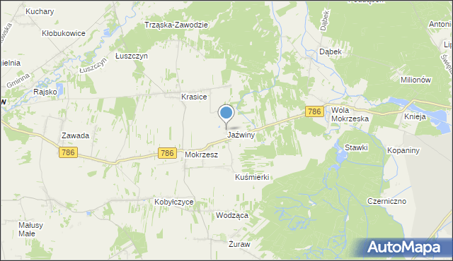 mapa Jaźwiny, Jaźwiny gmina Mstów na mapie Targeo