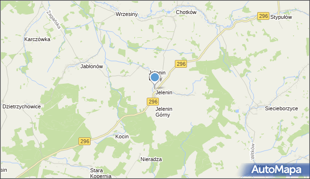 mapa Jelenin, Jelenin gmina Żagań na mapie Targeo
