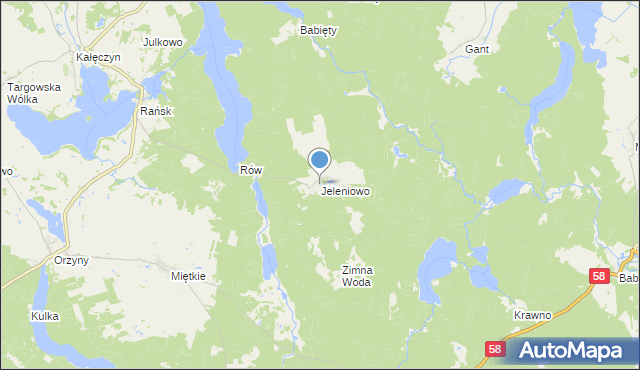 mapa Jeleniowo, Jeleniowo na mapie Targeo