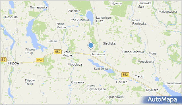mapa Jemieliste, Jemieliste gmina Filipów na mapie Targeo