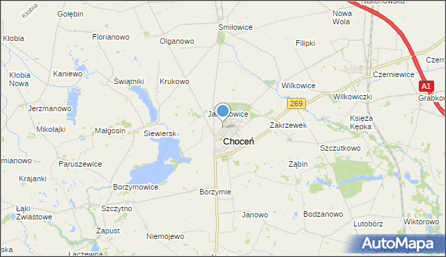 mapa Jerzewo, Jerzewo gmina Choceń na mapie Targeo