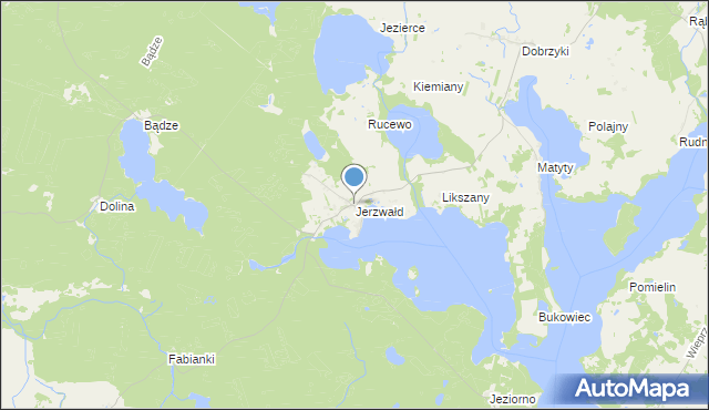 mapa Jerzwałd, Jerzwałd na mapie Targeo